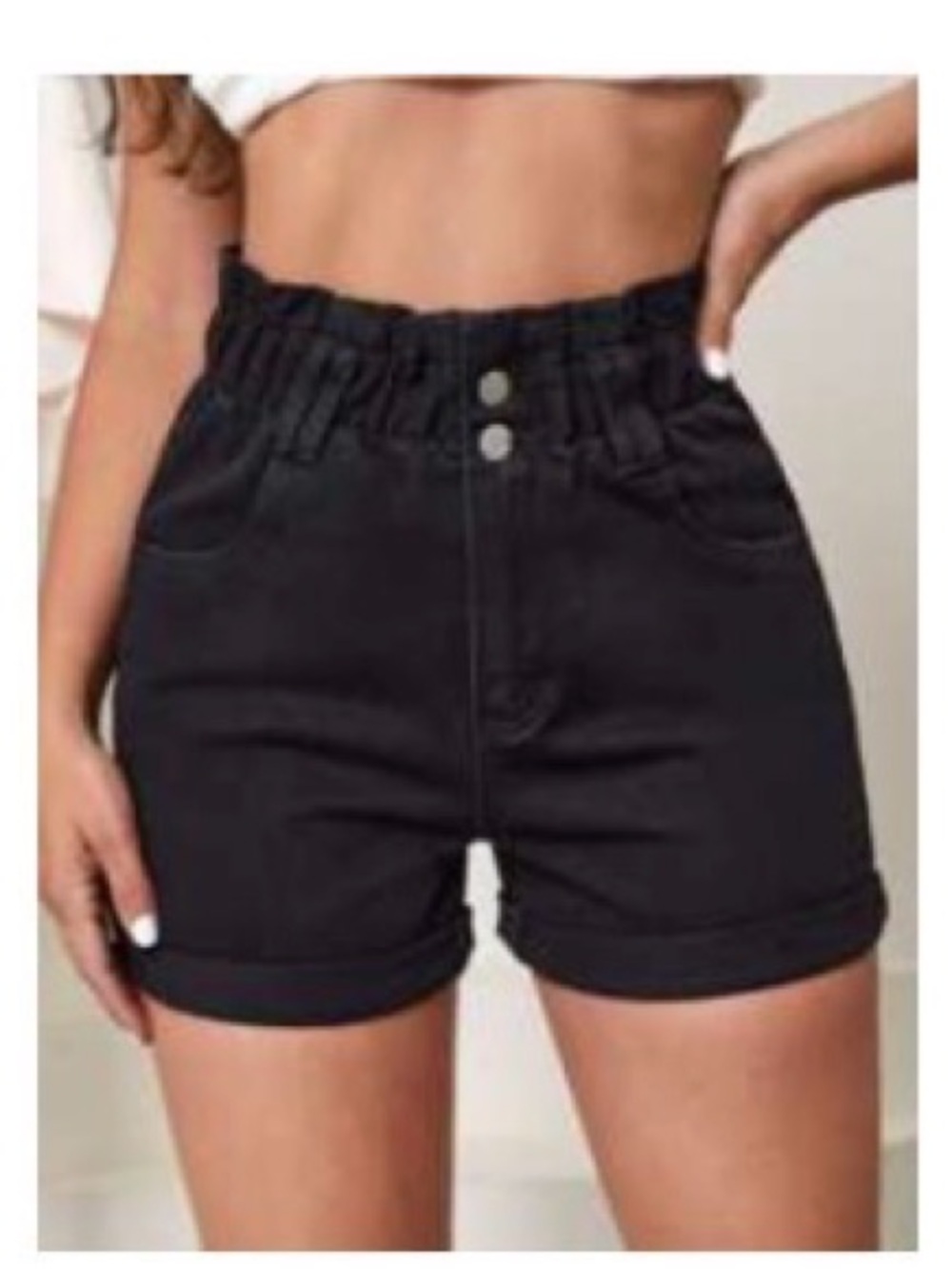Black jeans shorts high waisted